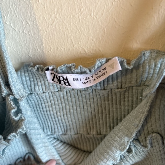 Zara Light Blue Ruffled Top - Picture 2 of 2